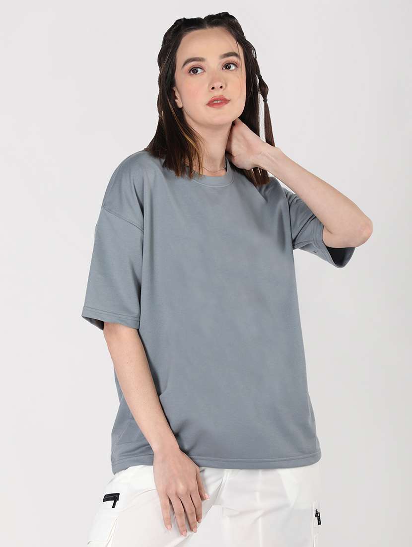 women plain short sleeves oversized t-shirt