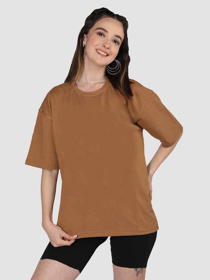women plain short sleeves oversized t-shirt