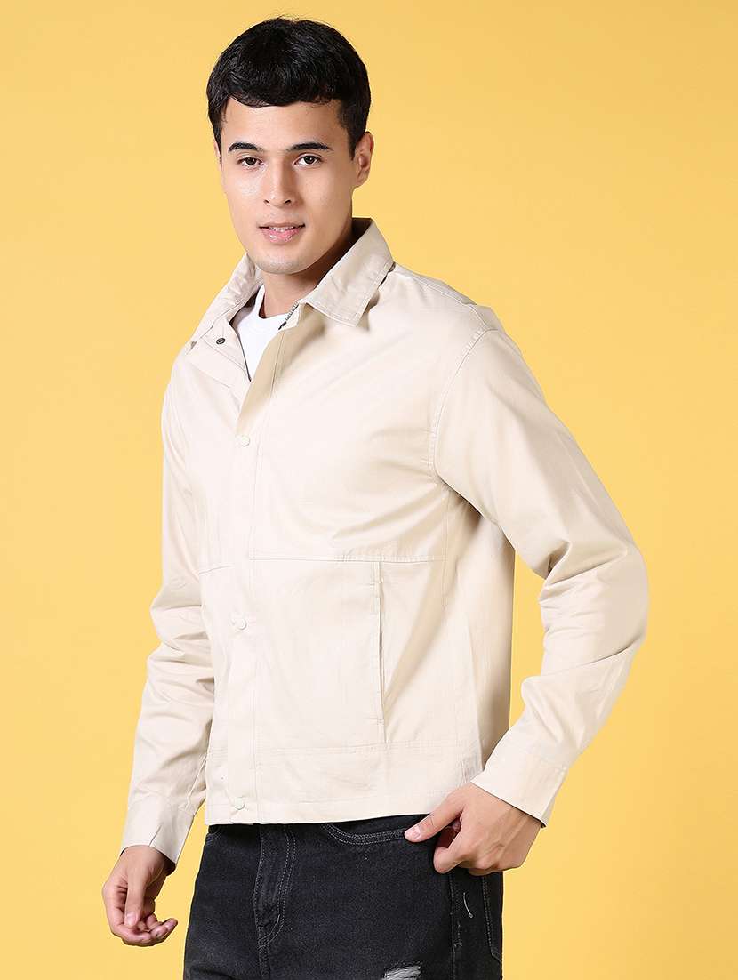 men long sleeves solid shacket - 21639263 -  Standard Image - 2