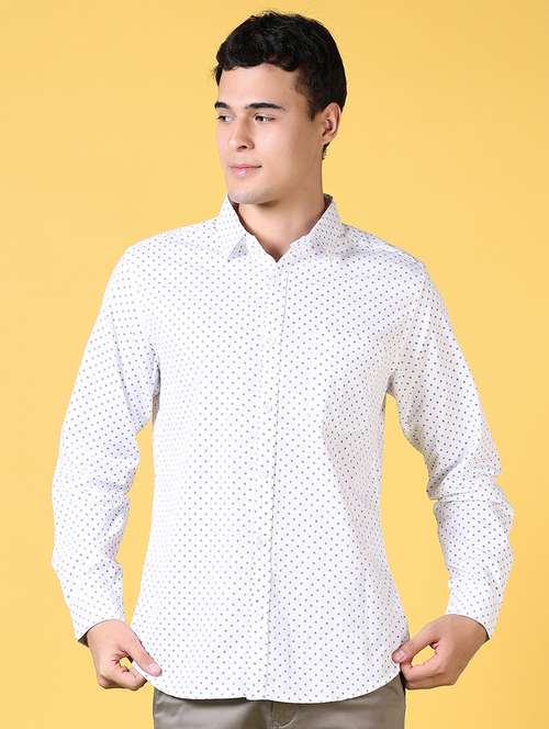 men micro print long sleeve casual shirt - 21639294 -  Standard Image - 0