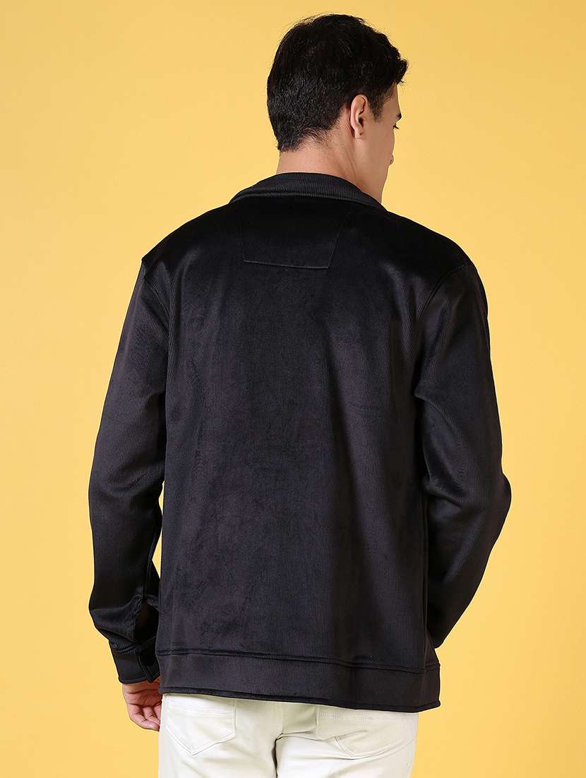 men black solid long sleeve shacket - 21639298 -  Standard Image - 2