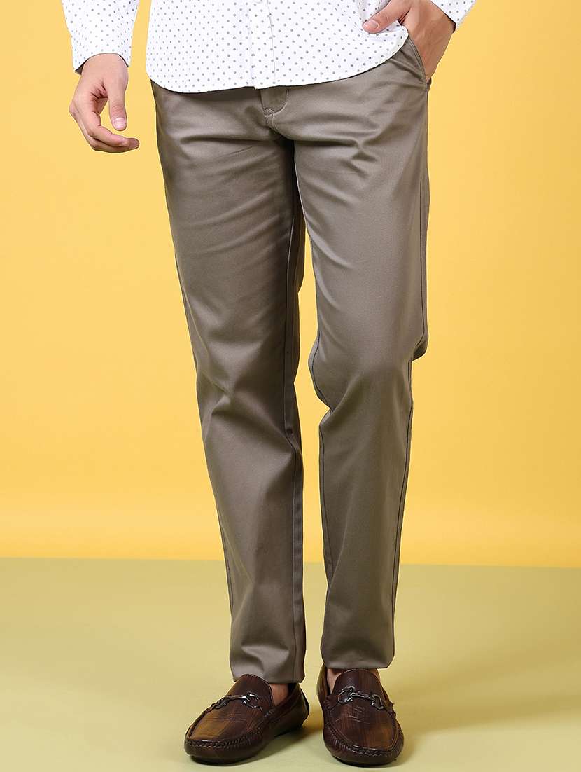 men solid flat front casual trouser - 21639799 -  Standard Image - 2
