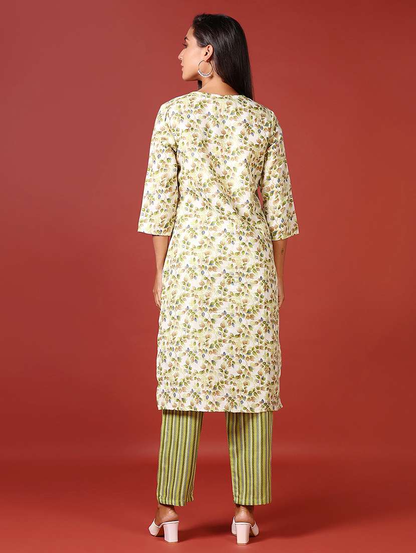 women three quarter sleeve kurta pant set - 21639816 -  Standard Image - 2