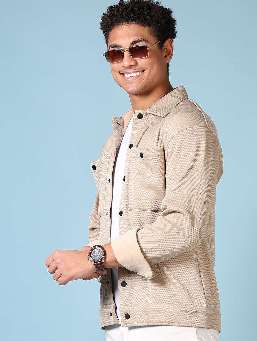 men long sleeves self design shacket - 21639828 -  Standard Image - 2