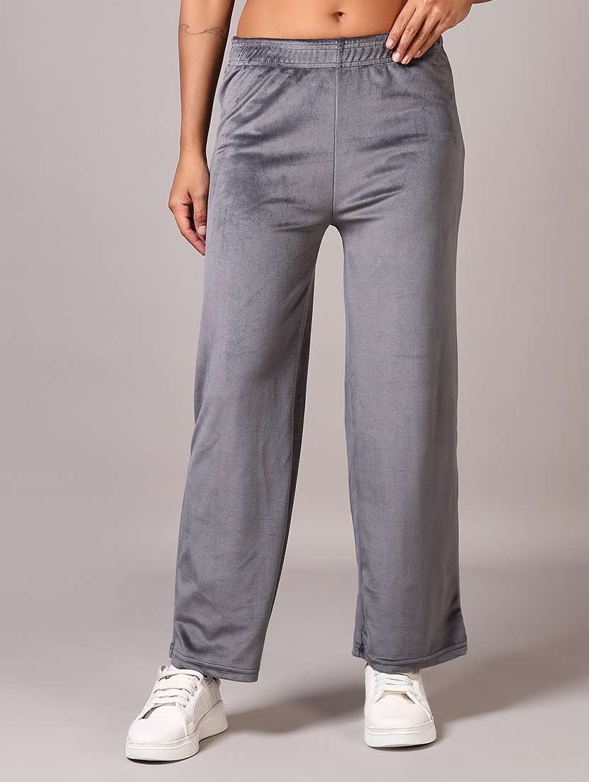 women grey solid mid rise straight trouser - 21639844 - Zoom Image - 0
