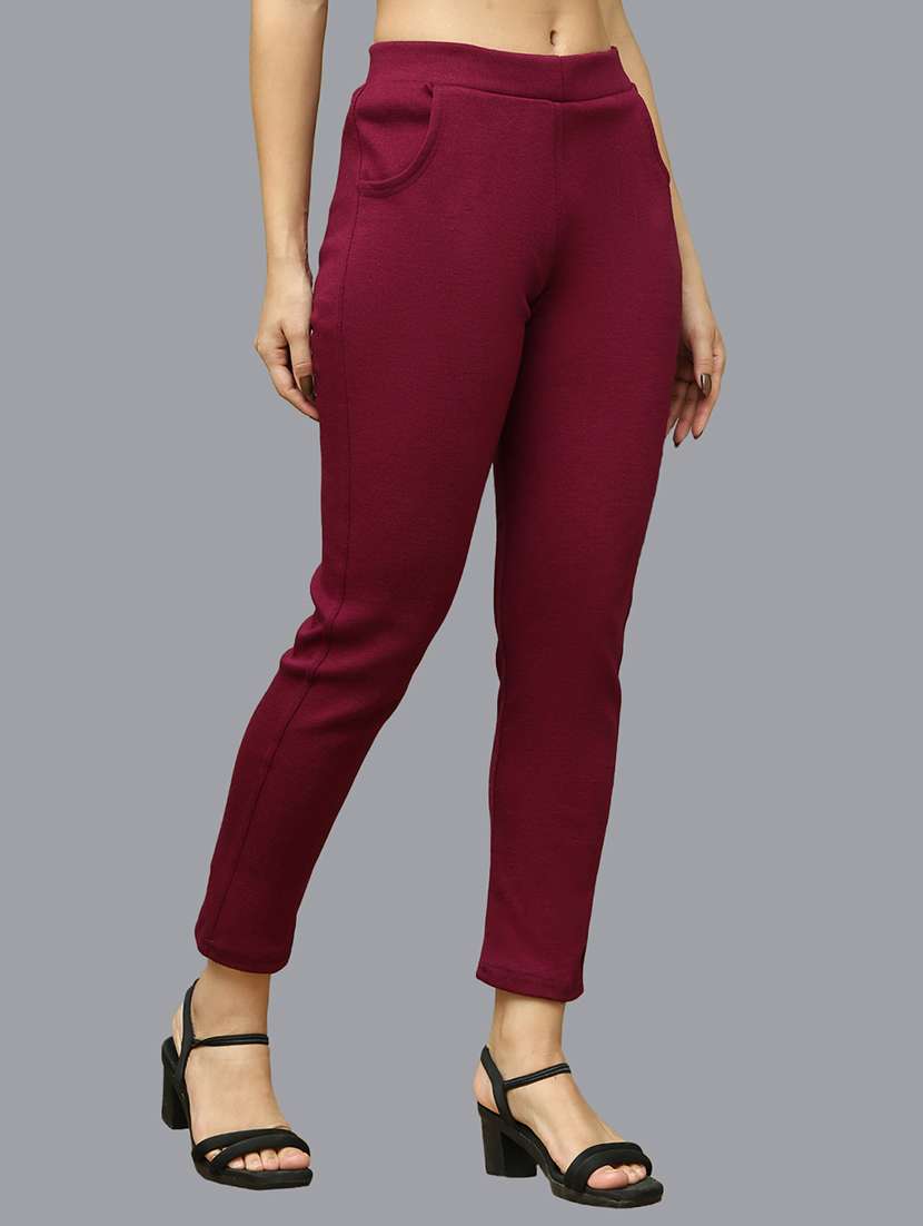 women pack of 2 solid woolen jeggings - 21639899 - Standard Image - 2