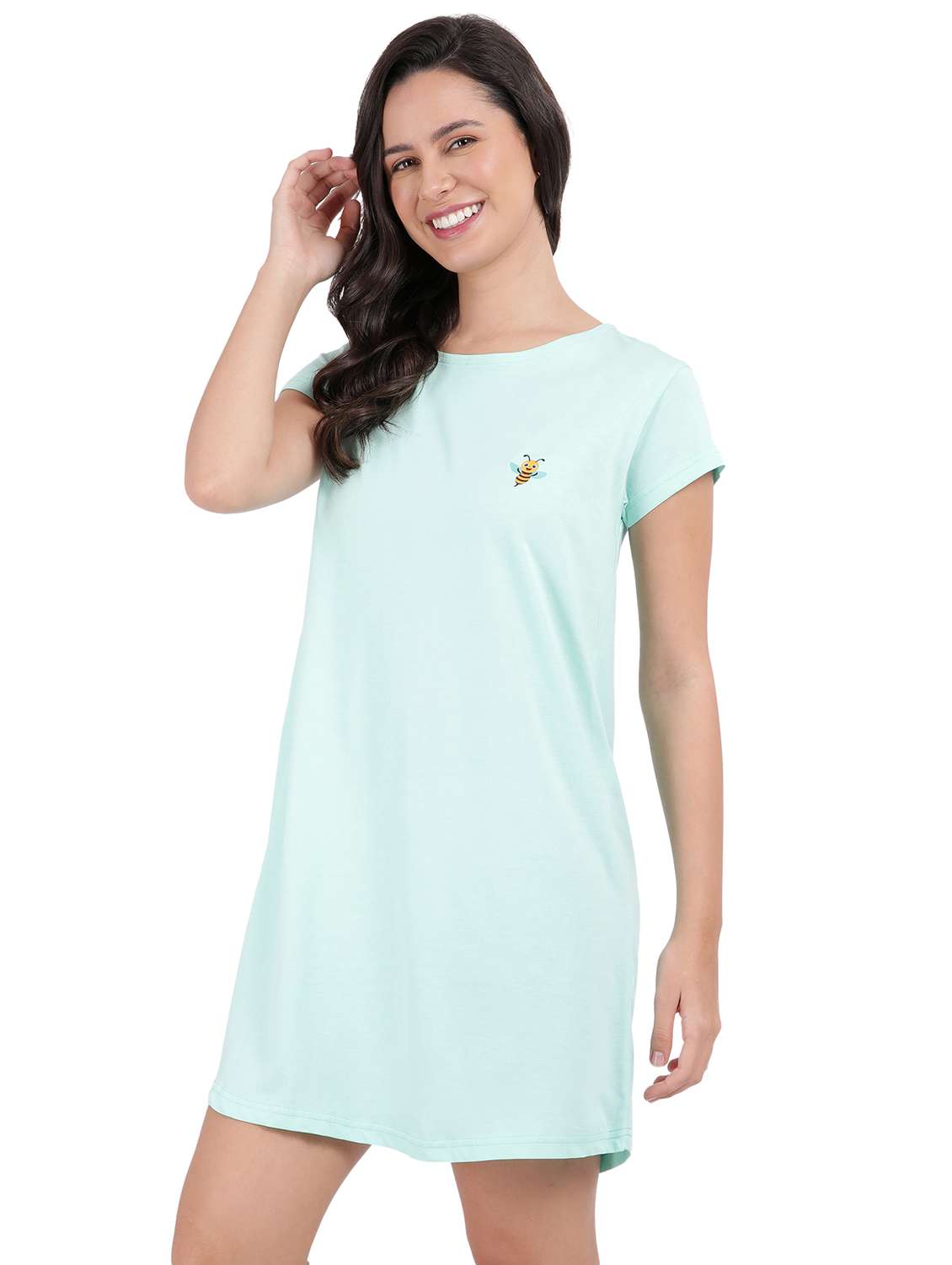 women solid short sleeve sleepshirt - 21639957 -  Standard Image - 2