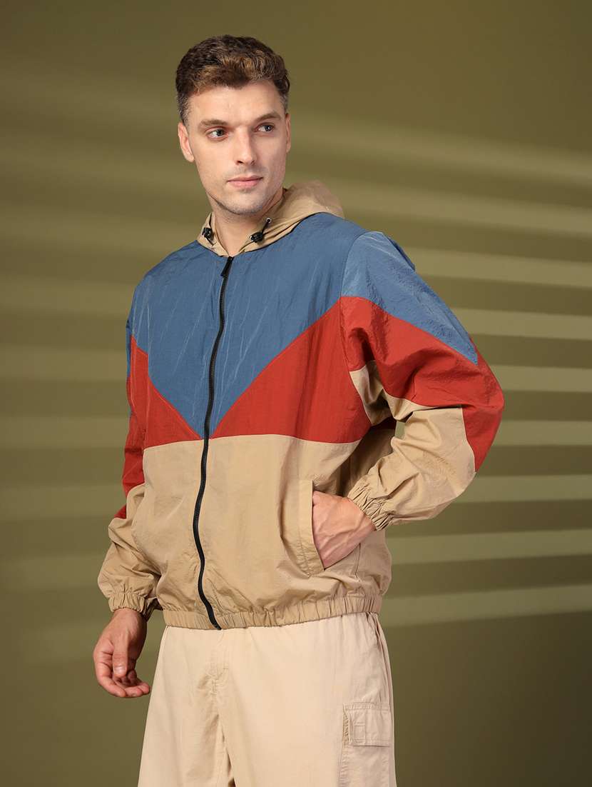 men color block long sleeve bomber jacket - 21640053 -  Standard Image - 2