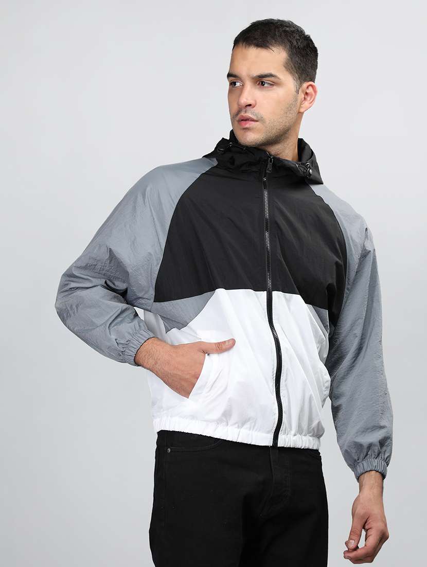 men color block long sleeve bomber jacket - 21640057 - Standard Image - 2