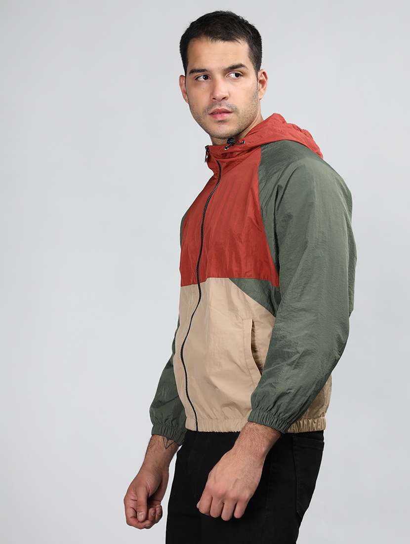men color block long sleeve bomber jacket - 21640059 - Standard Image - 2