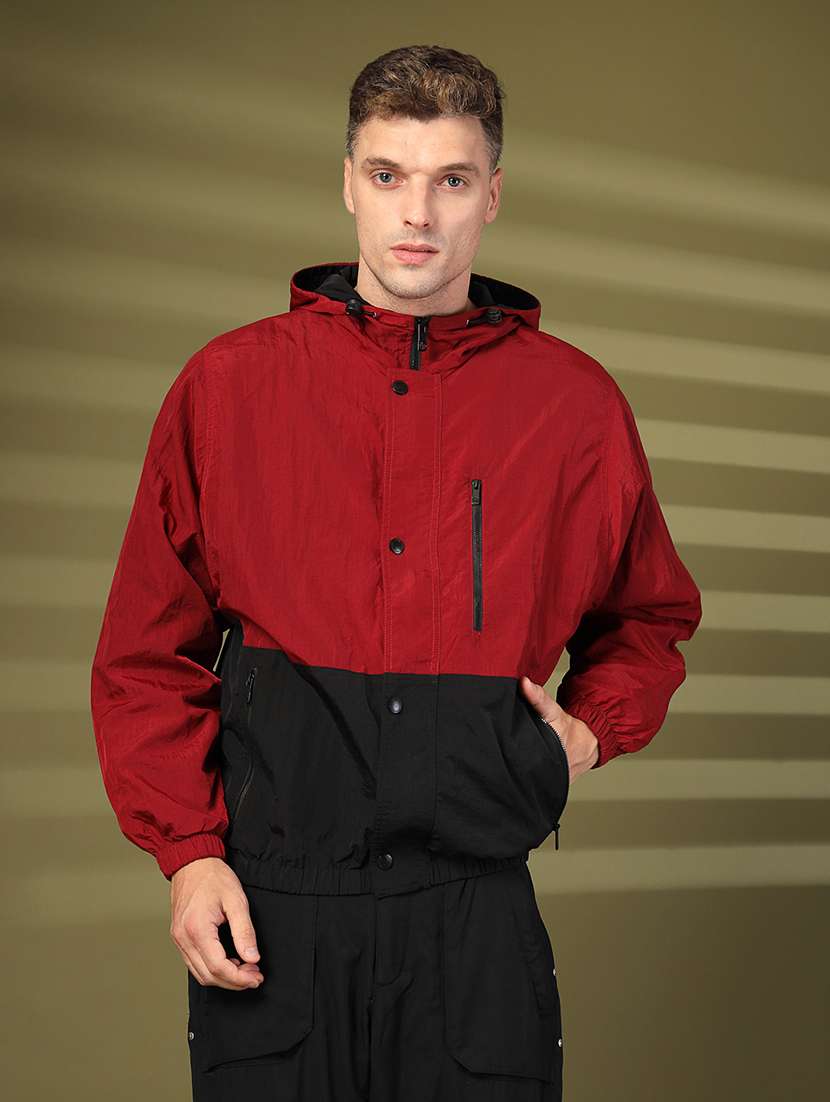 men color block long sleeve bomber jacket - 21640062 -  Zoom Image - 0