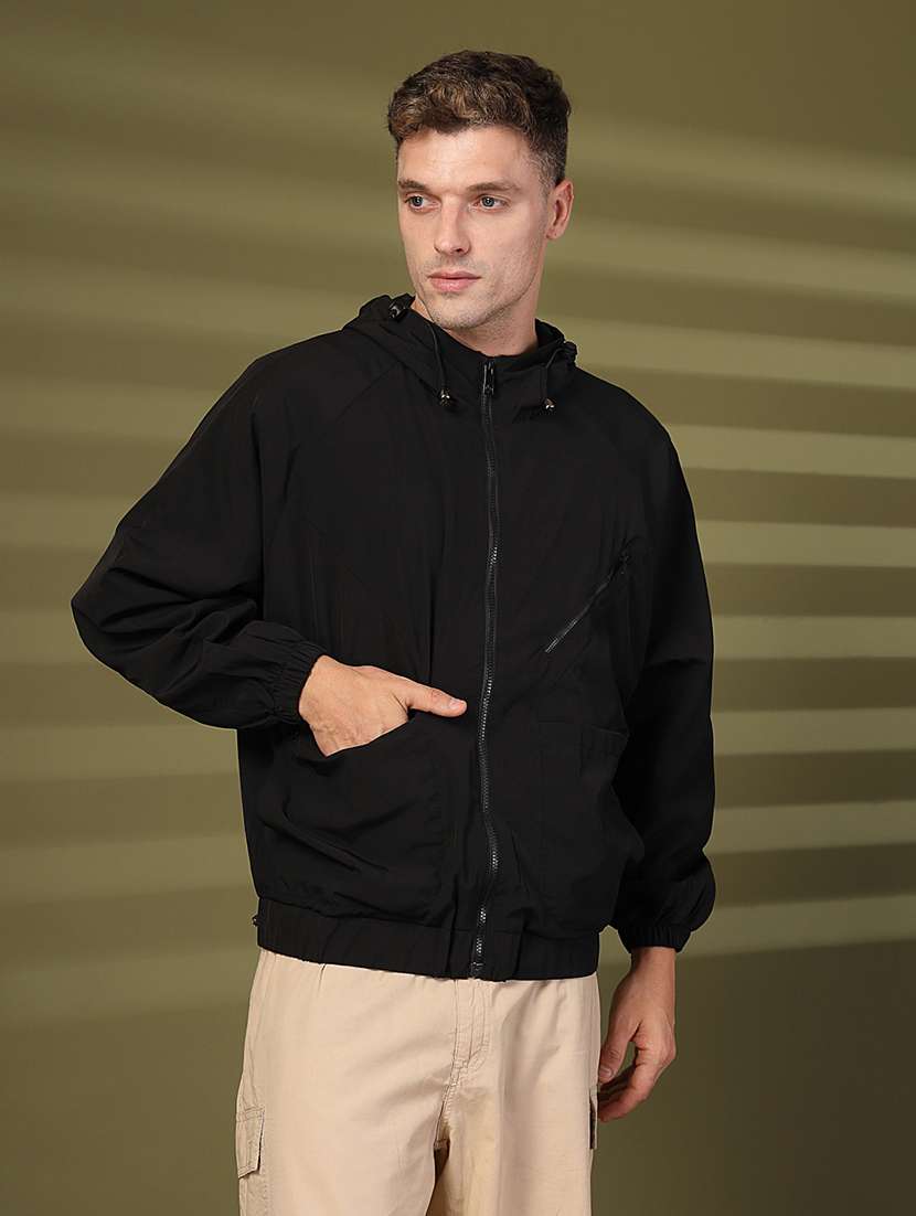 men solid long sleeve bomber jacket
