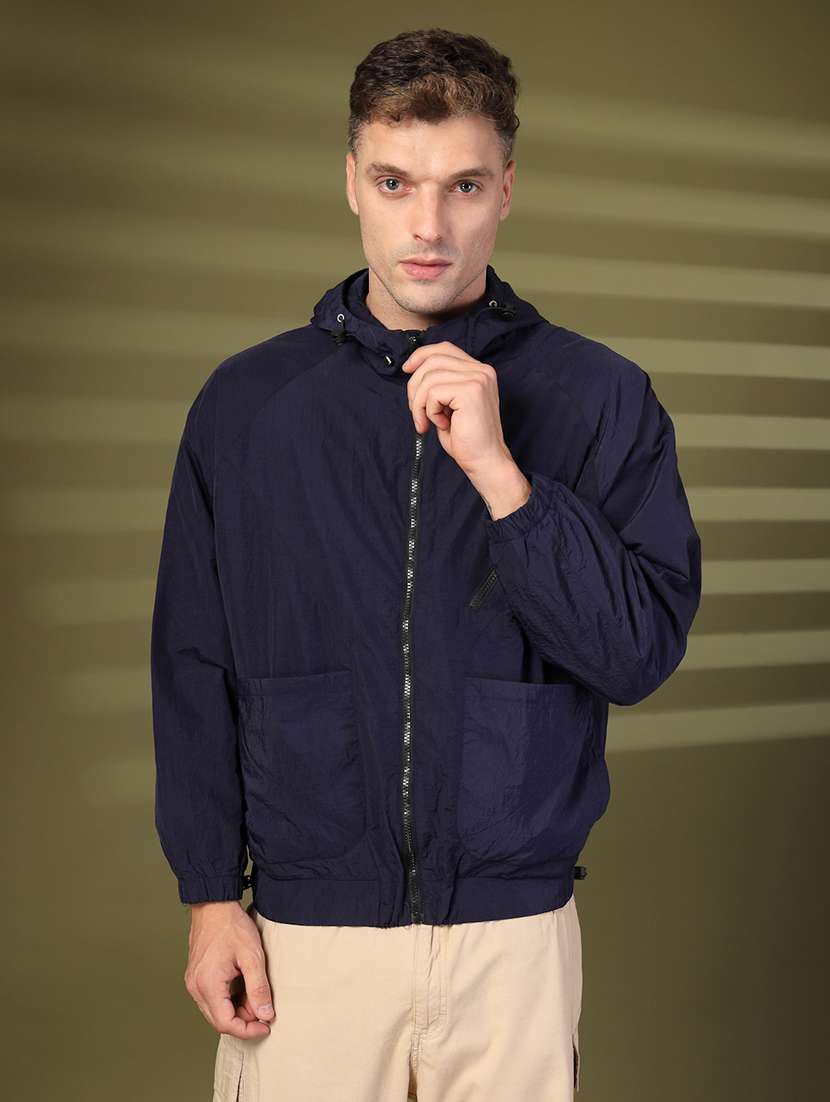 men solid long sleeve bomber jacket