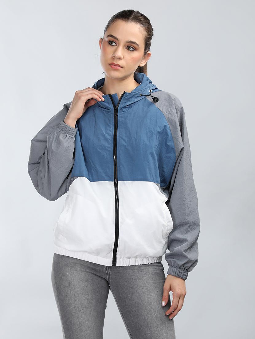 women oversized color block hood neck jacket - 21640074 - Zoom Image - 0