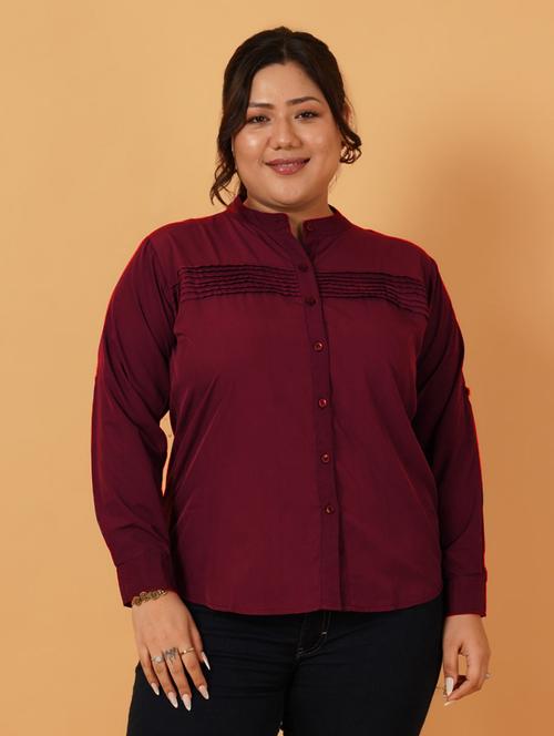 women maroon solid long sleeve shirts - 21640928 -  Standard Image - 0