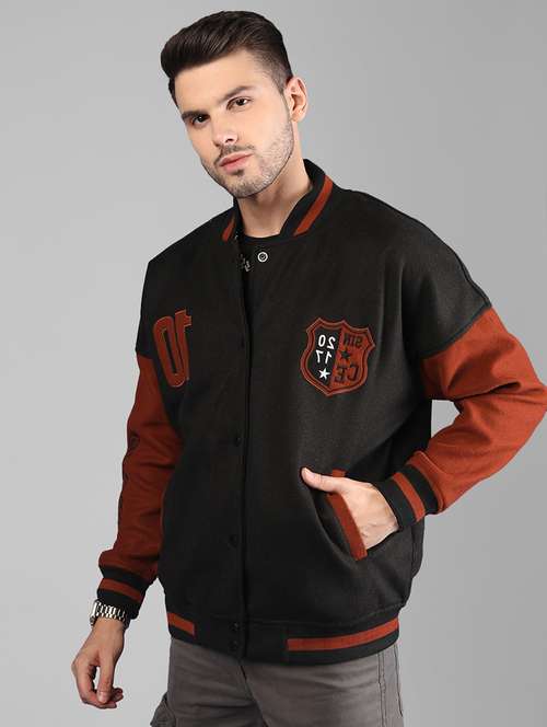 men color block varsity long sleeve casual jacket - 21640934 -  Standard Image - 0