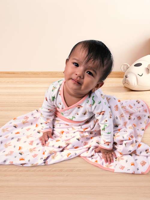 peach reversible printed baby blanket