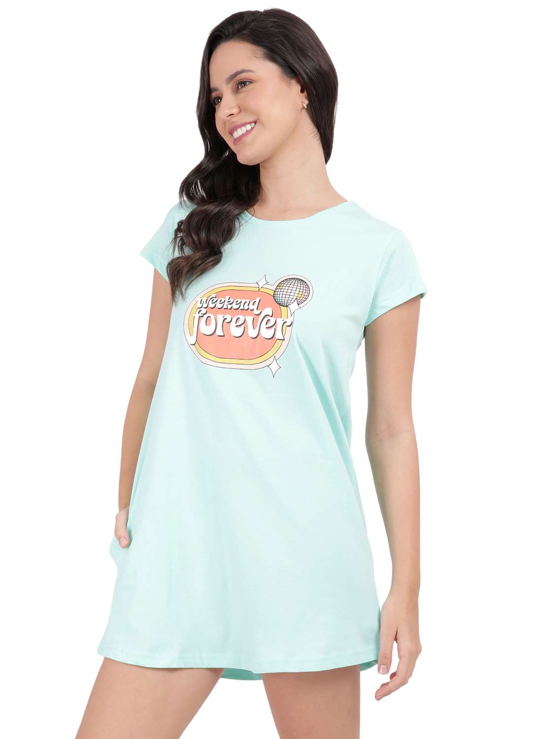women printed short sleeve sleepshirt - 21641000 -  Standard Image - 2