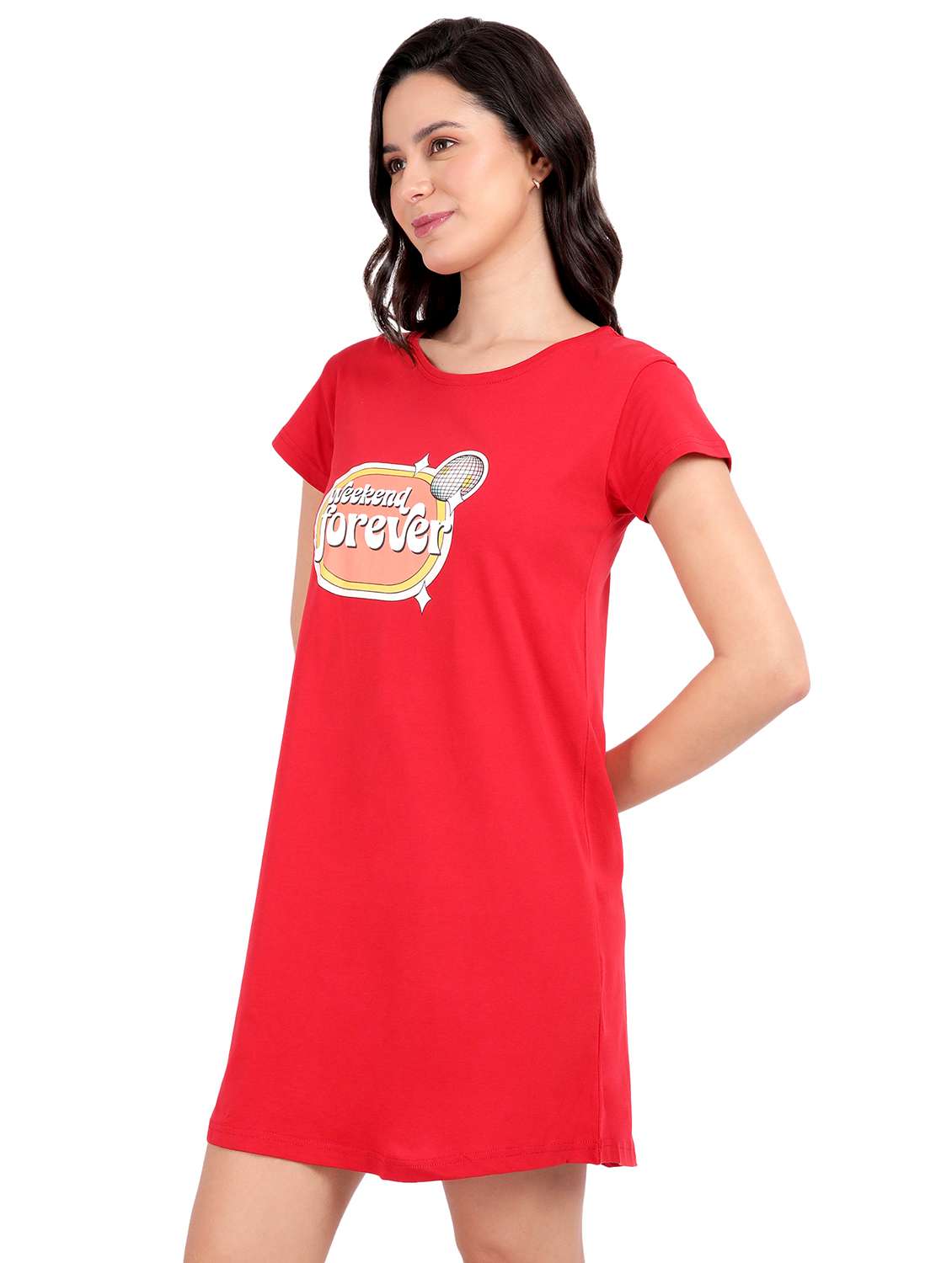 women solid short sleeve sleepshirt - 21641001 -  Standard Image - 2