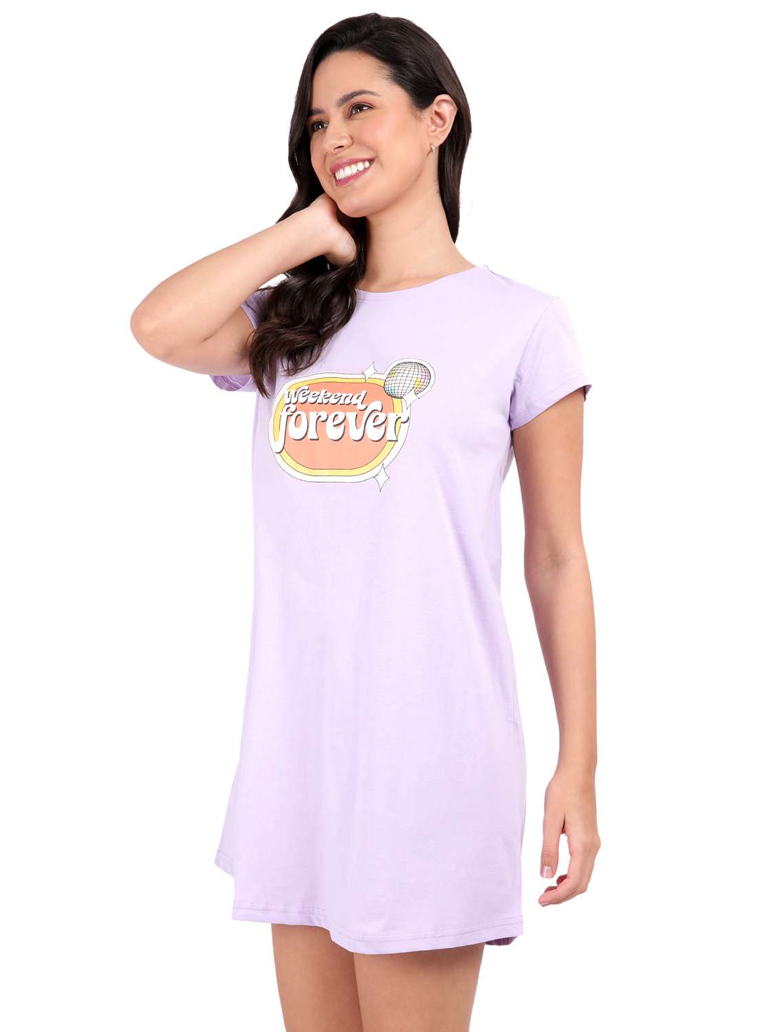 women solid short sleeve sleepshirt - 21641003 -  Standard Image - 2