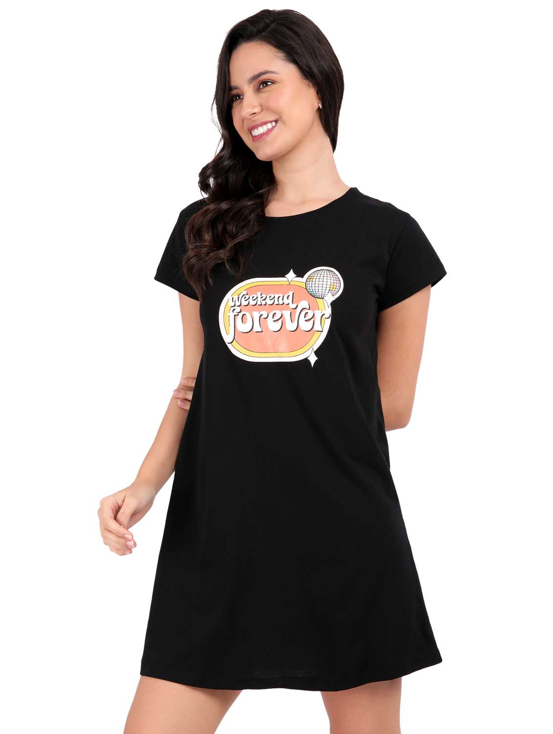 women solid short sleeve sleepshirt - 21641004 -  Standard Image - 2