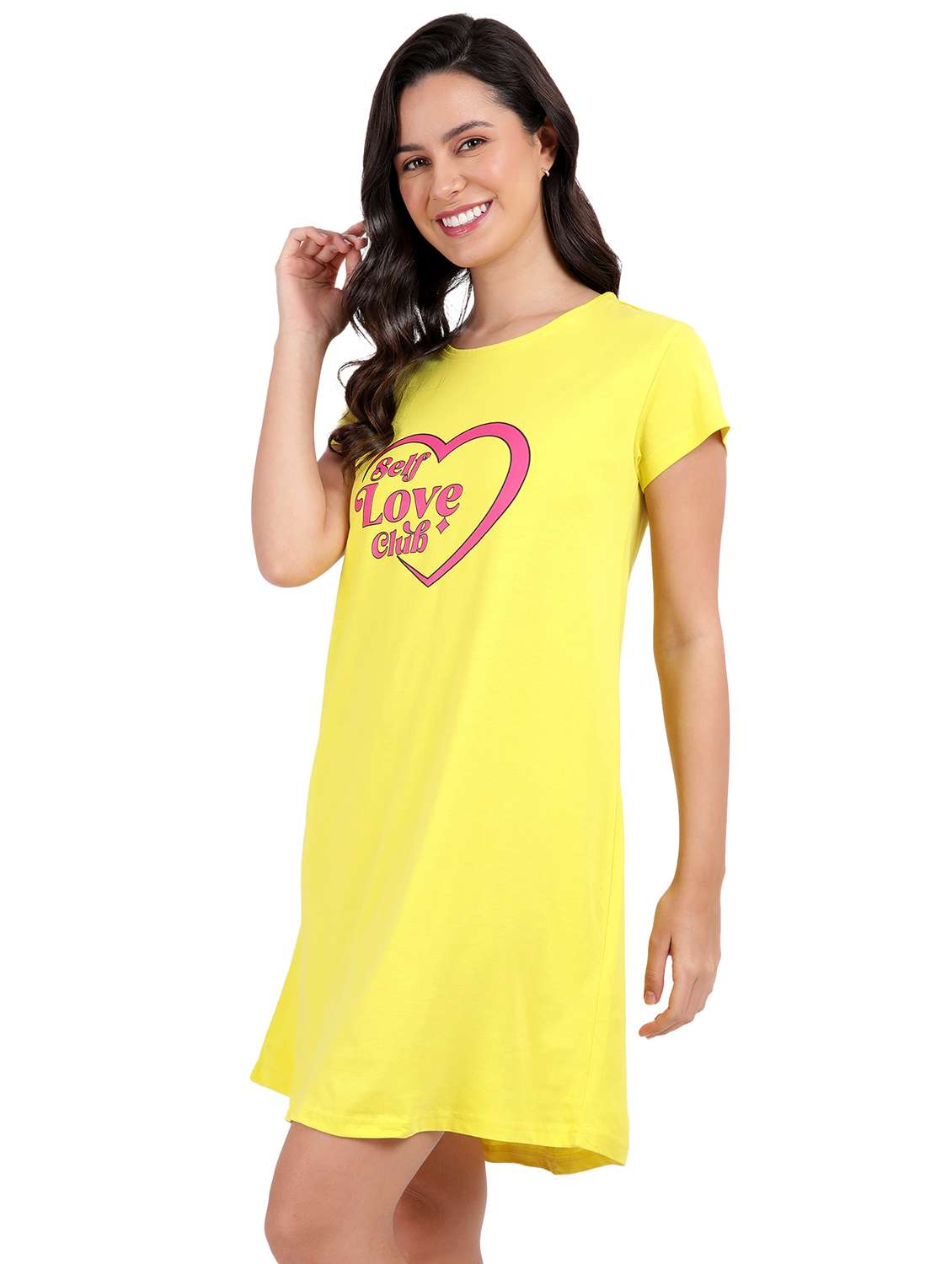women red typography short sleeve nighty - 21641007 -  Standard Image - 2