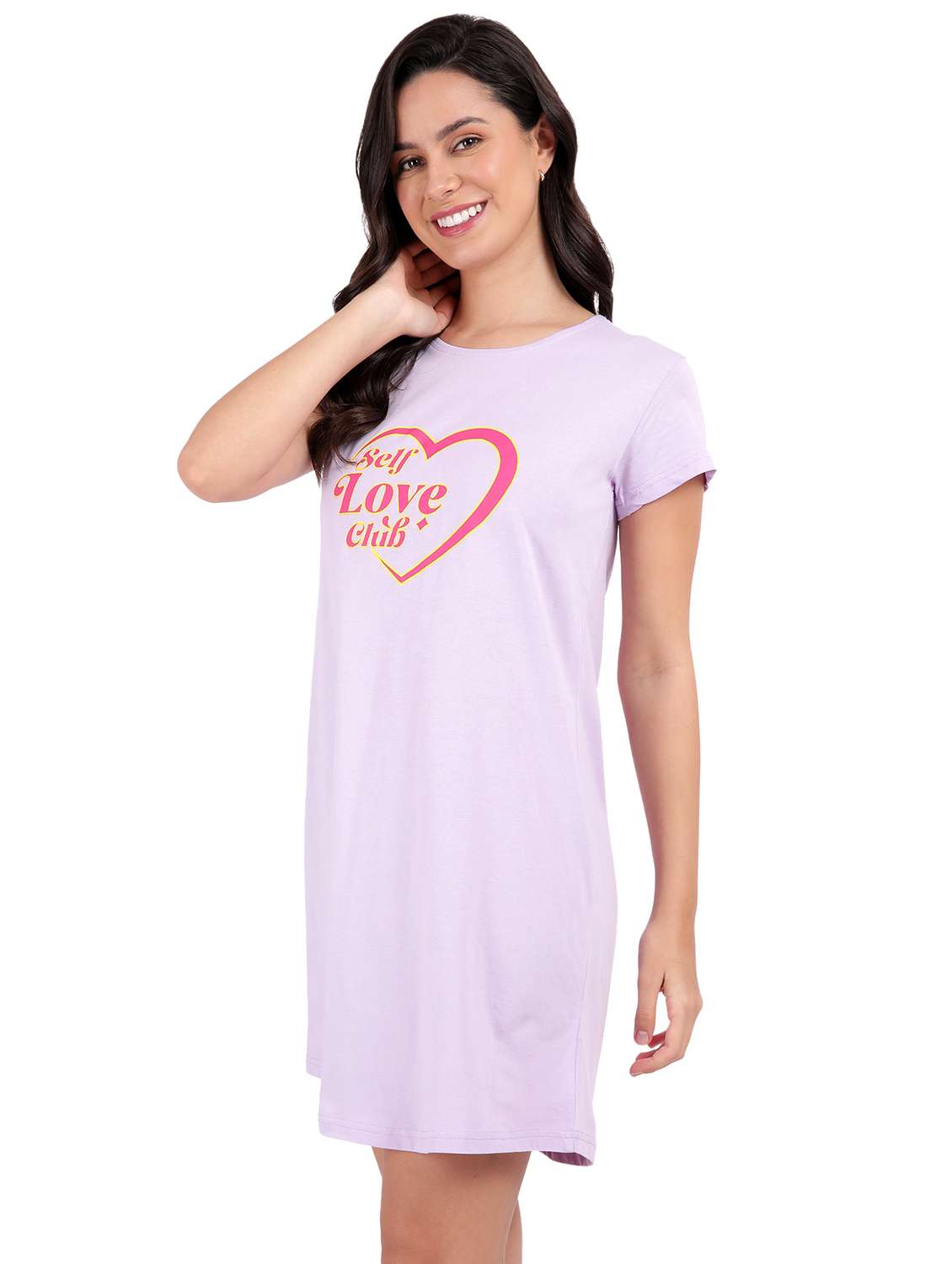 women red typography short sleeve nighty - 21641008 -  Standard Image - 2