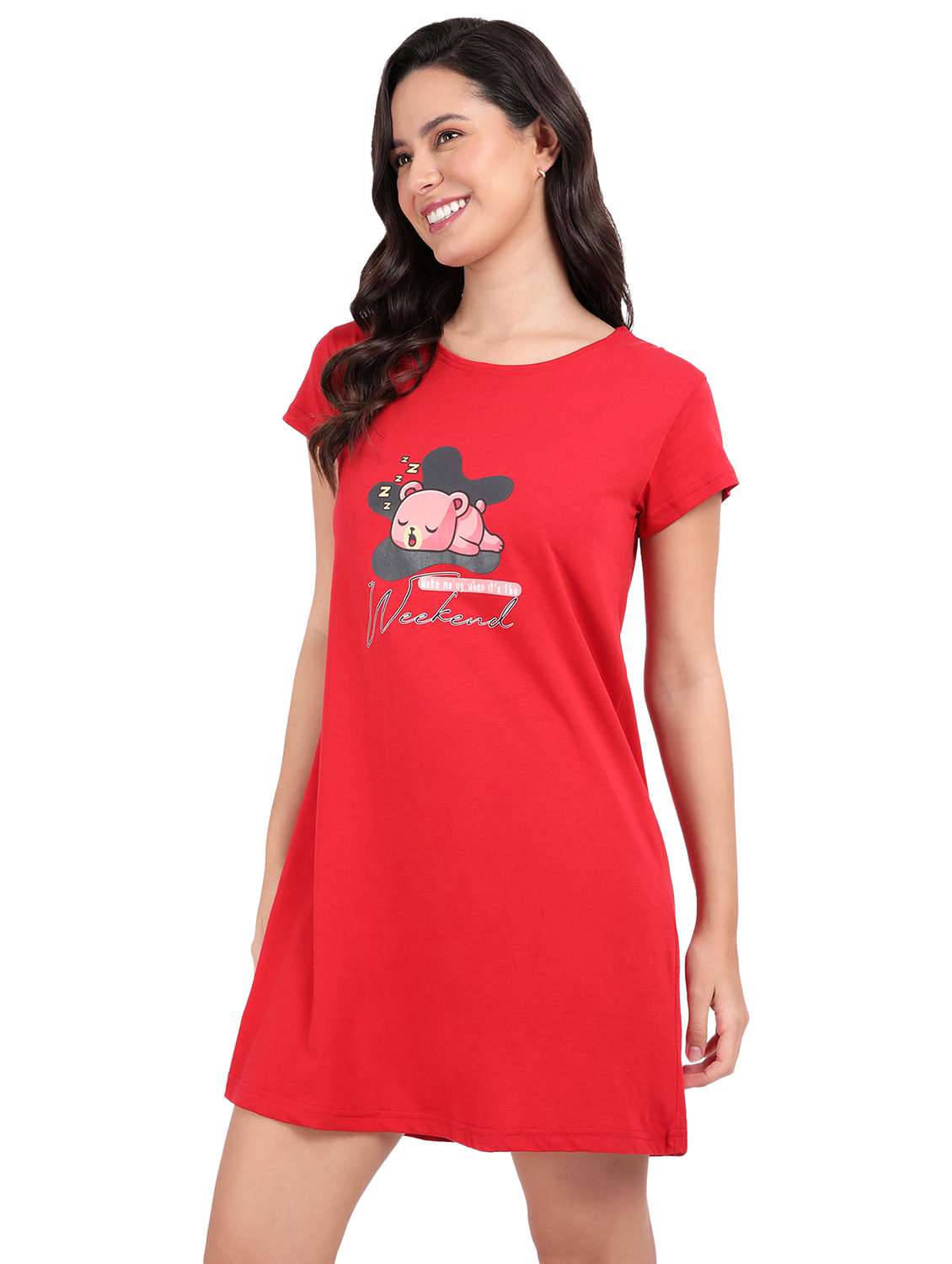 women chest print cotton sleepshirts - 21641011 -  Standard Image - 2