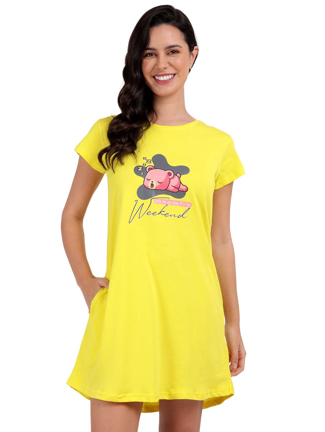 women chest print cotton sleepshirts