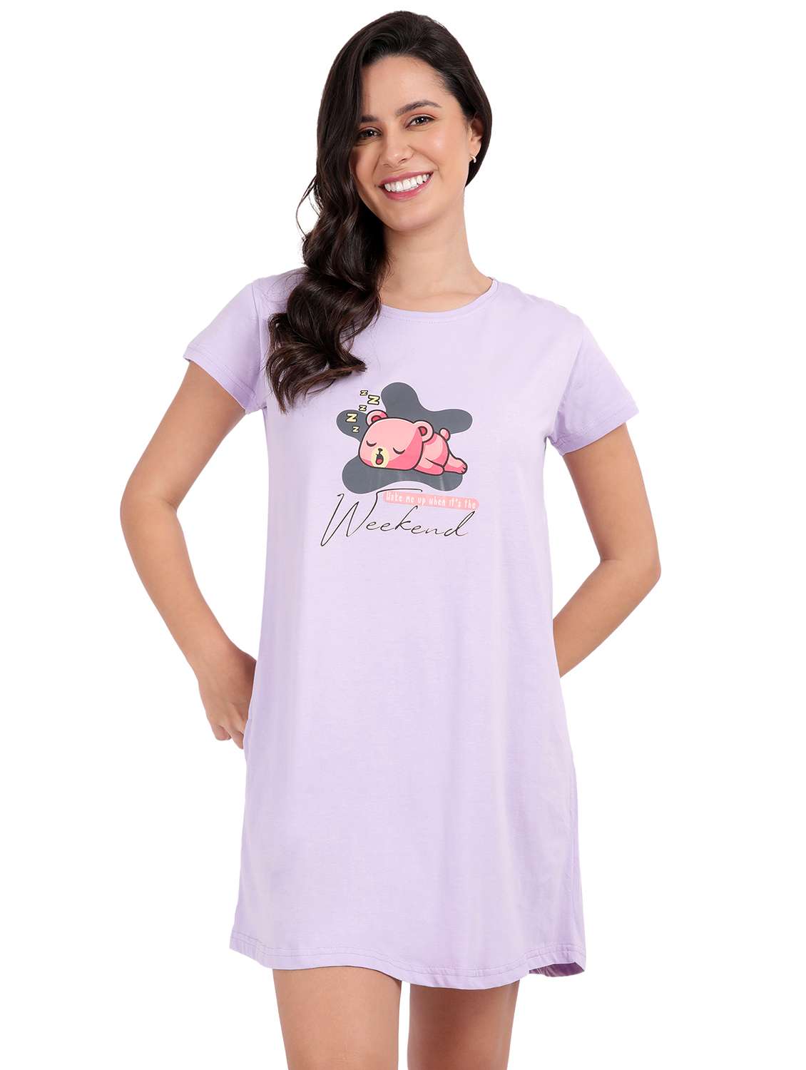 women chest print cotton sleepshirts