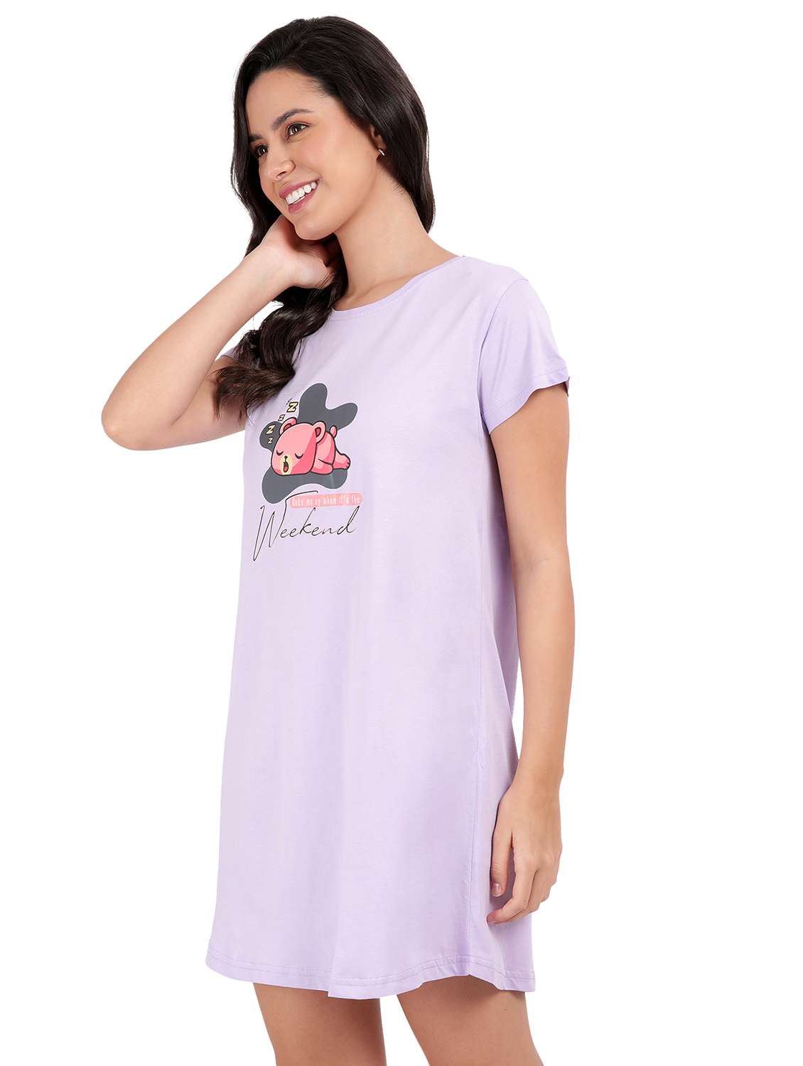 women chest print cotton sleepshirts - 21641013 -  Standard Image - 2