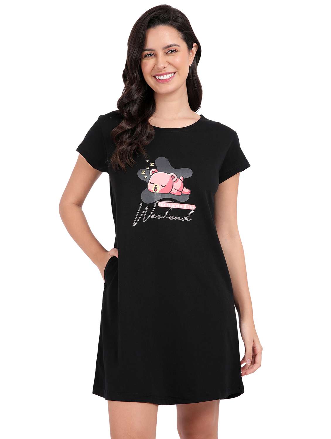 women chest print cotton sleepshirts