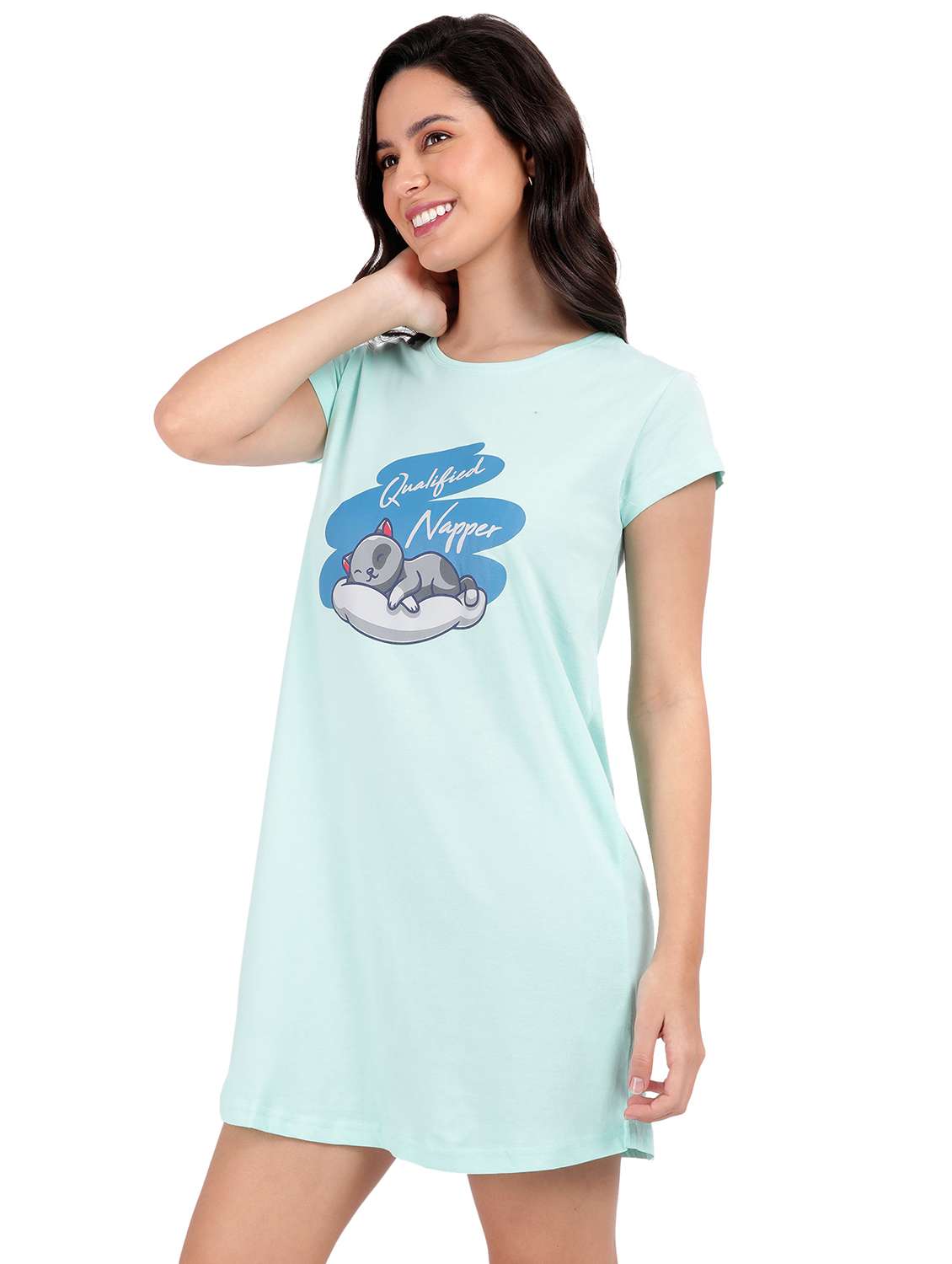 women chest print cotton sleepshirts - 21641015 -  Standard Image - 2