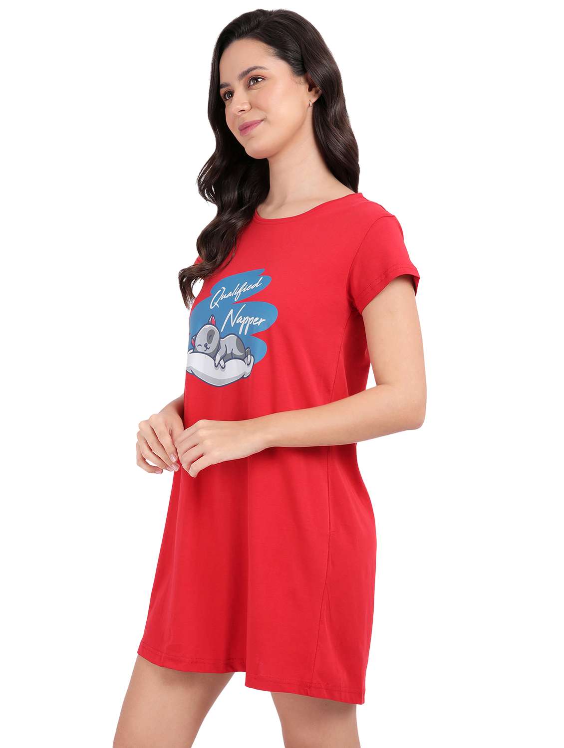 women chest print cotton sleepshirts - 21641016 -  Standard Image - 2