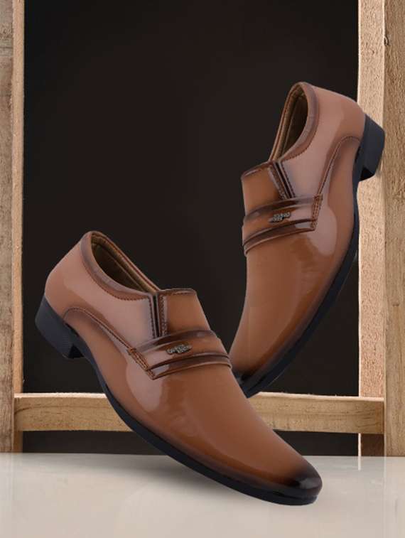 men brown slip on formal shoes - 21641096 - Standard Image - 2