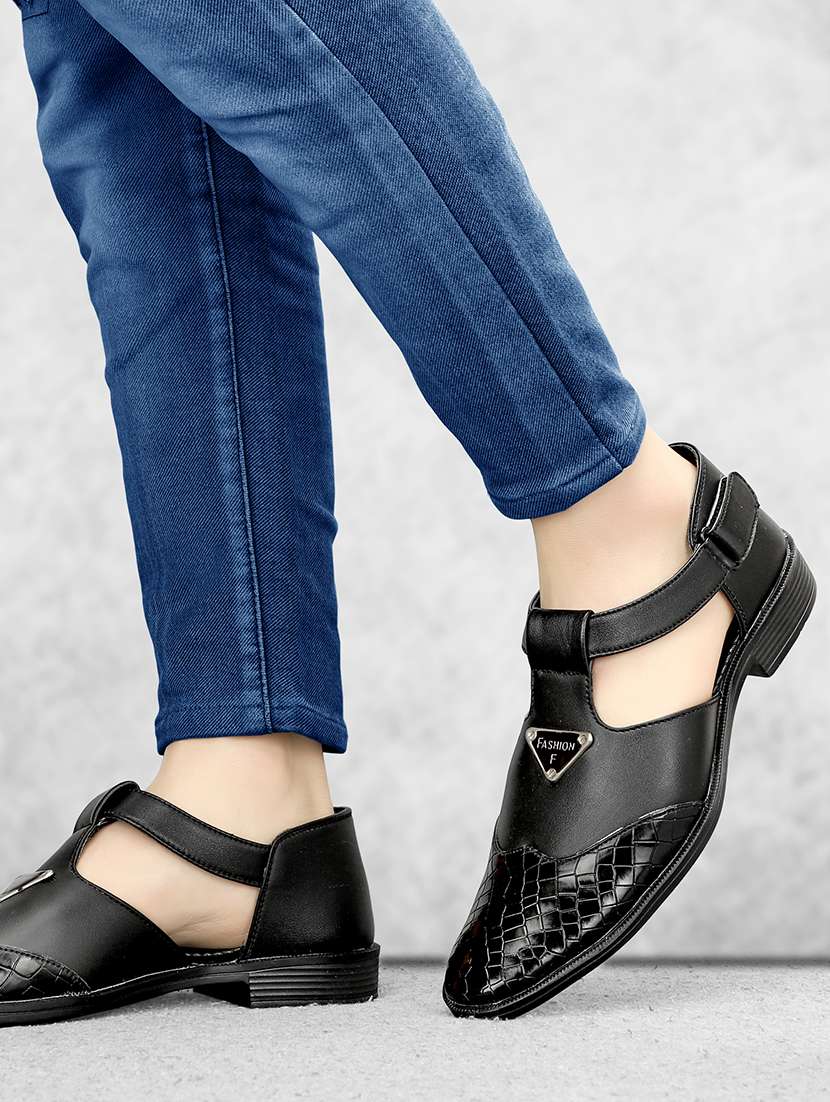 men black back strap sandal - 21641097 -  Standard Image - 7