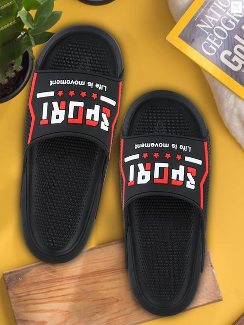 men printed slider flip flop - 21641111 - Standard Image - 0
