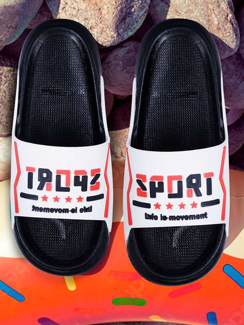 men printed slider flip flop - 21641113 - Standard Image - 0
