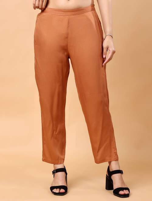 women solid flat front peg trousers - 21641200 - Standard Image - 0