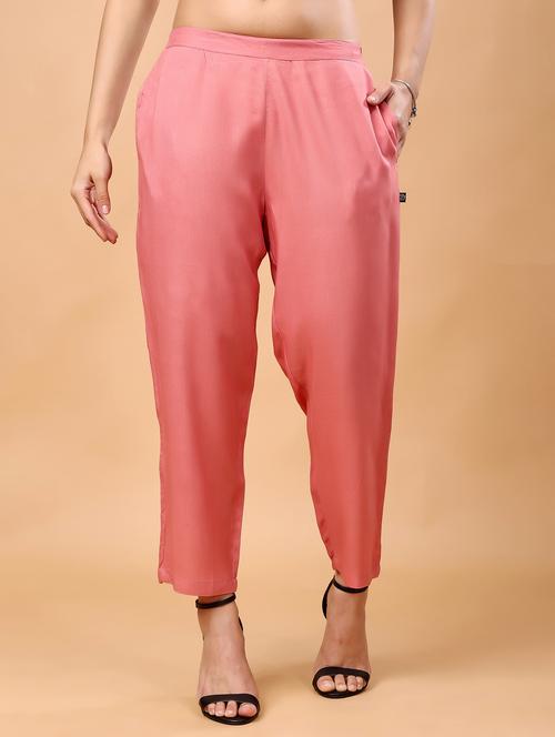 women solid flat front peg trousers - 21641202 - Standard Image - 0