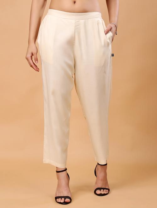women solid flat front peg trousers - 21641204 - Standard Image - 0