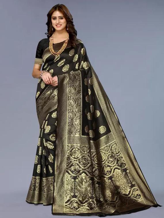 women self design banarasi saree with blouse - 21641248 - Zoom Image - 0