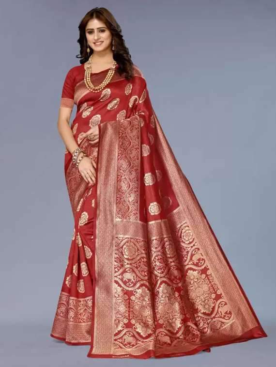 women self design banarasi saree with blouse