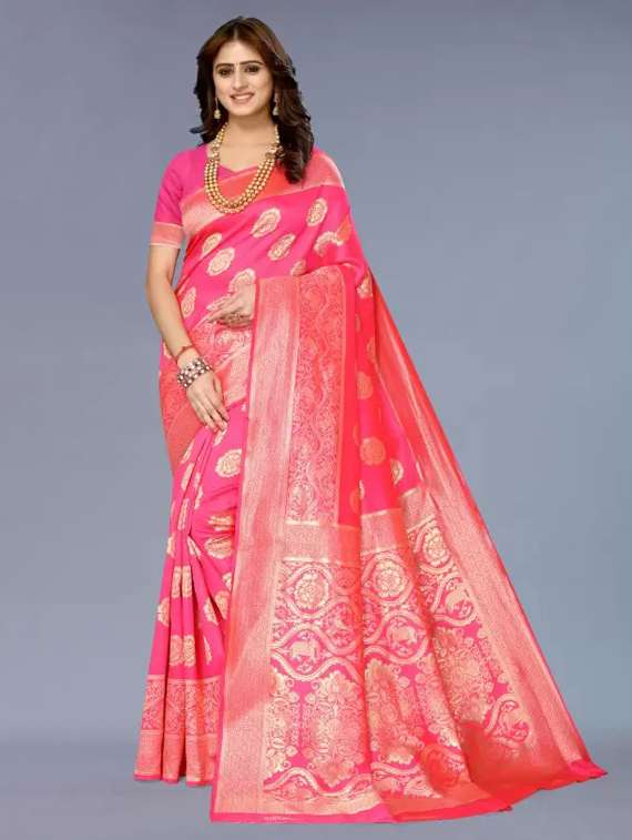 women self design banarasi saree with blouse