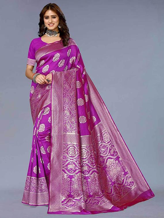women self design banarasi saree with blouse - 21641256 - Zoom Image - 0