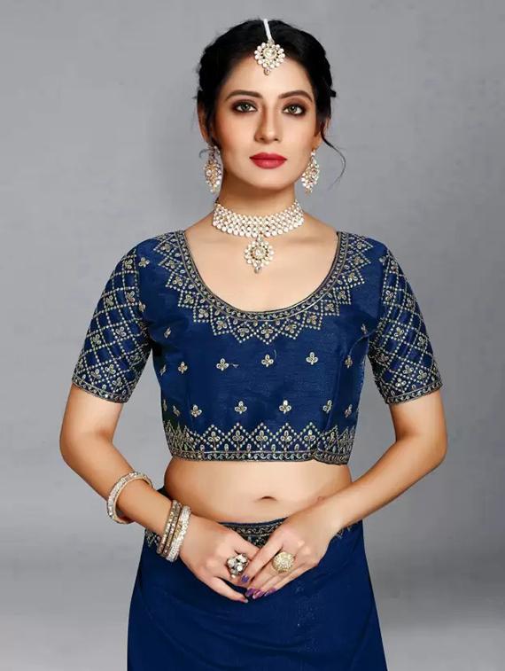 women solid with bordered saree with blouse - 21641259 - Standard Image - 2