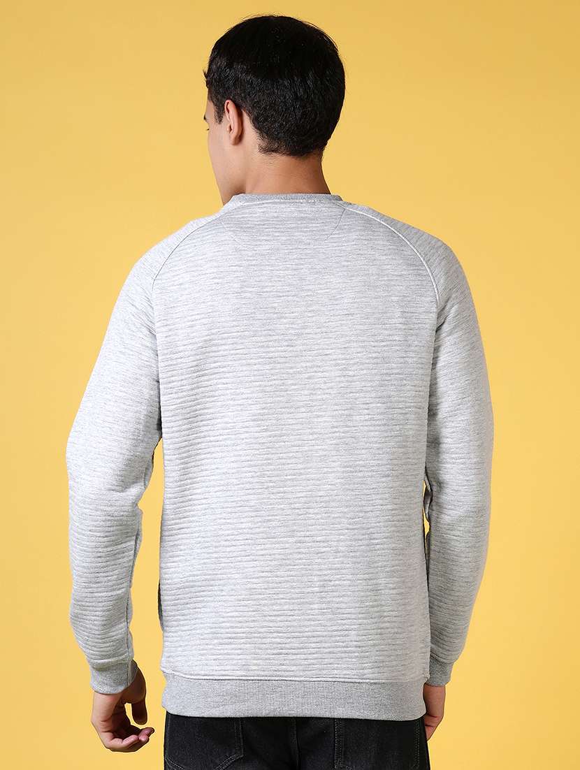 men grey self design long sleeve sweatshirt - 21641363 -  Standard Image - 2