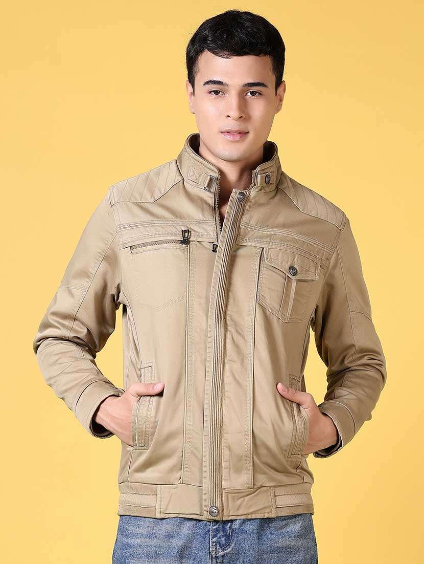 brown cotton casual jacket