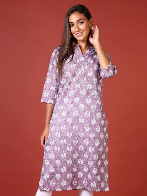 women three quarter sleeve straight kurta - 21641404 -  Standard Image - 0
