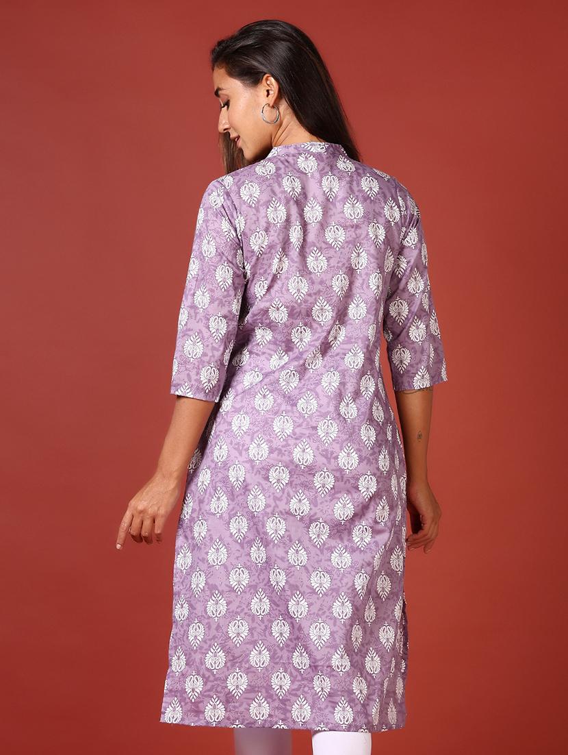 women three quarter sleeve straight kurta - 21641404 - Standard Image - 2